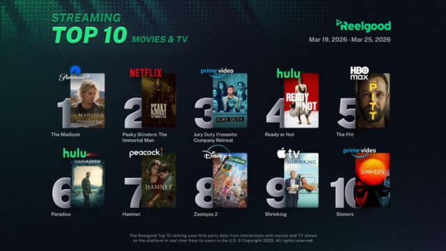 Reelgood Top 10 Streaming Movie-TV Mar 19 - Mar 25 2026