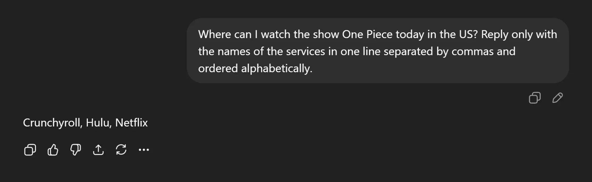 ChatGPT response for One Piece (2023)
