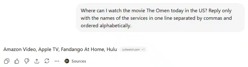 ChatGPT response for The Omen (1976)