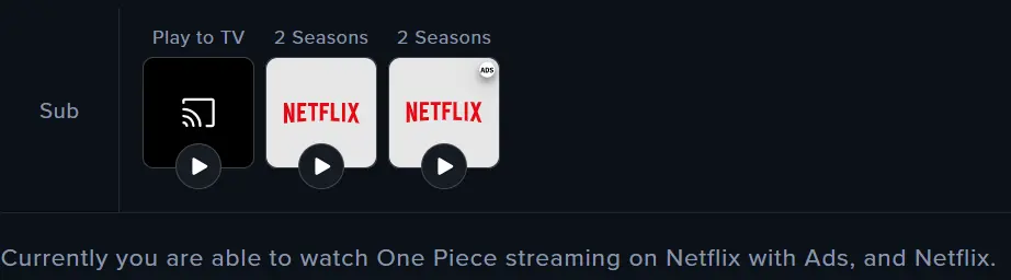 Reelgood verified availability for One Piece (2023)