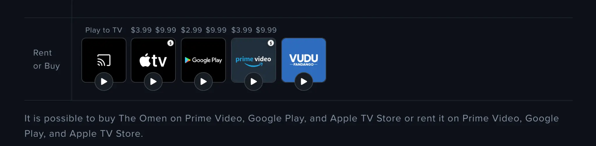 Reelgood verified availability for The Omen (1976)